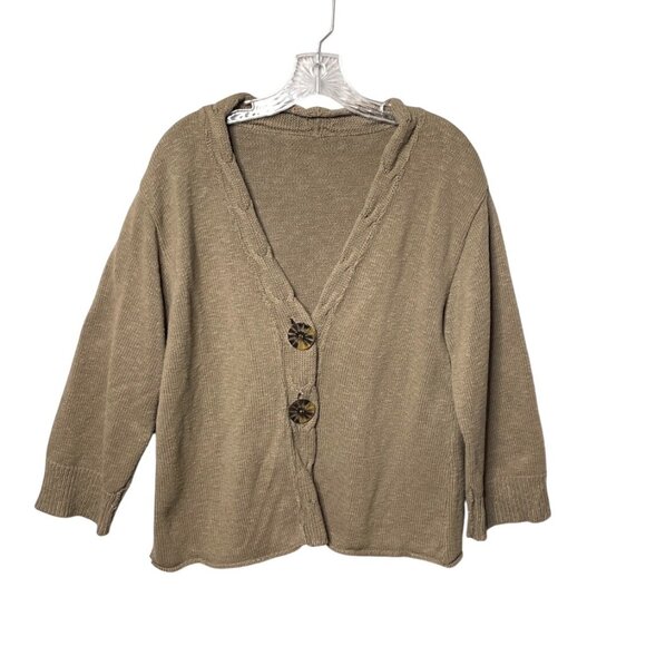 Vintage Willow Tan Cardigan Knitted Sweater Oversized Button Closure Women's L - Picture 3 of 7